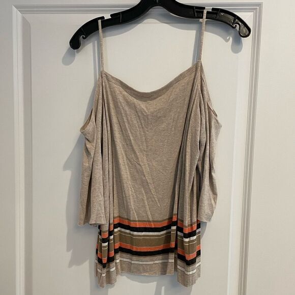 EUC Bailey/44 Oatmeal Heather Open Shoulder Top Sz. M - Picture 2 of 6